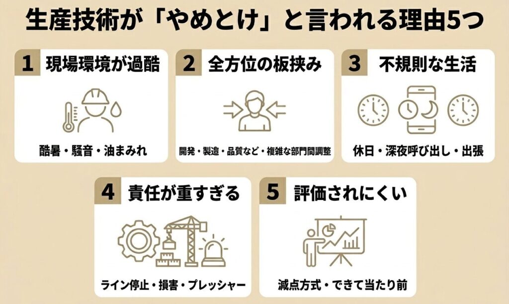 生産技術がやめとけと言われる理由5つ