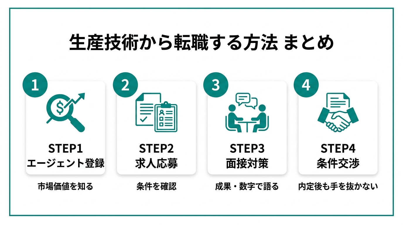 生産技術 転職_転職4ステップまとめ